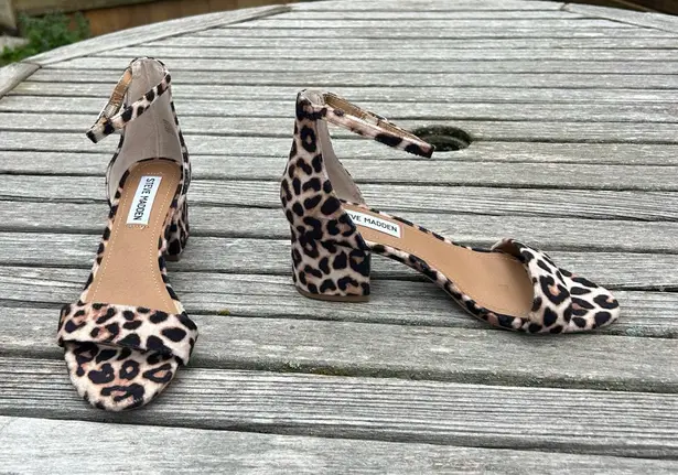 Steve Madden  Women's Irenee Block-Heel Sandals size 6 cheetah animal furry‎ - Image 1