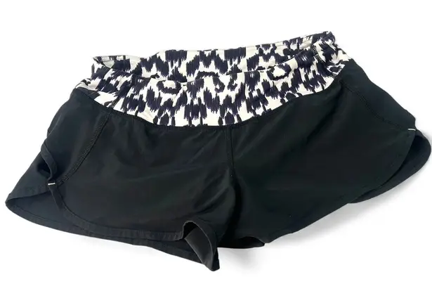 Lululemon  4 Black Blue White Ikat 2.5” Inseam Print Run Speed Shorts Running - Image 1