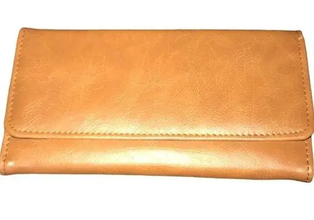 BROWN/TAN FAUX LEATHER TRI FOLD VERSATILE WALLET