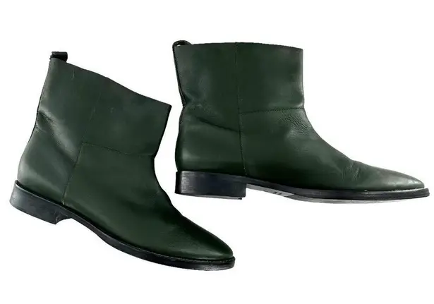 Theysken's Theory Forest Green Leather Chelsea Ankle Boots Size 39