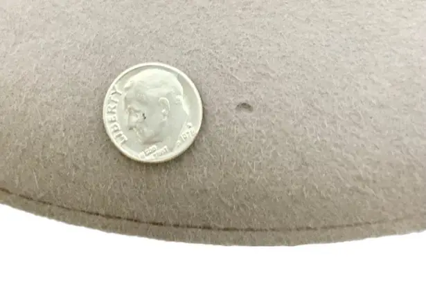 Patricia Underwood Taupe Wool Felt & Black Leather Trim Wide Brim Fedora Hat Gray