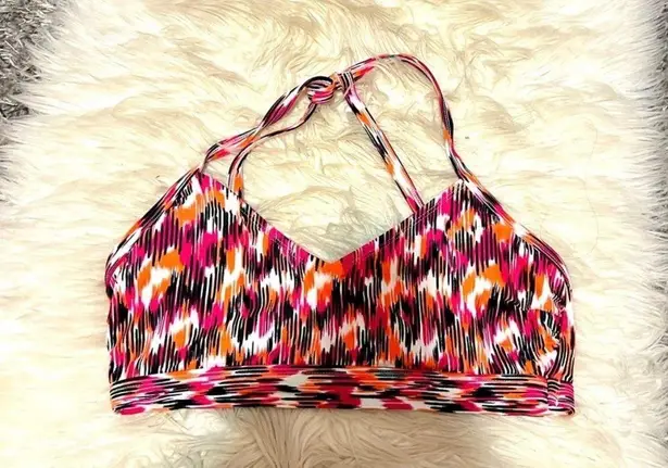 Eco Beach Women's Pink and Orange Patterned Bikini Top