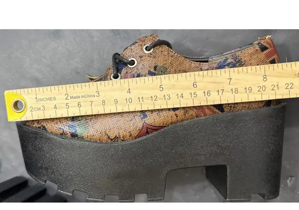 Harajuku Lovers CS T&P Harajuku Platform Shoes UK Punk Print Brown Chunky Lace Up Goth Size M