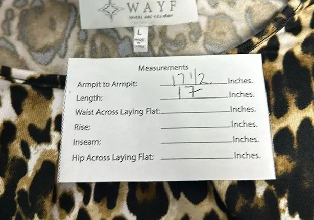 WAYF Womens Crop Top Brown Animal Print Leopard Long Sleeve Stretch Sz L