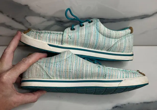 Twisted X Women's Teal Stripe Canvas Casual Hooey Loper Sneakers Shoes Sz 7