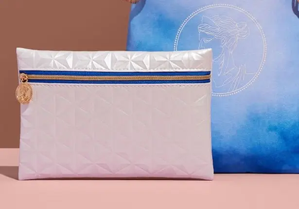 Ipsy Silver Geometric Silver Blue Makeup Bag — Brand New — March 2023 Glam Bag