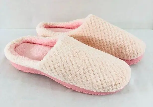 Womens Clog Slippers Fuzzy Slip On Pink US 7/8