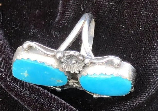 Navajo Handmade Ring 925 Silver Tuquoise sz 7 Artist Signed Peterson Johnson
