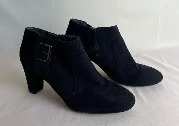 Aerosoles  Heeled Ankle Boots Booties Buckle Comfort Fit Black Suede 6.5