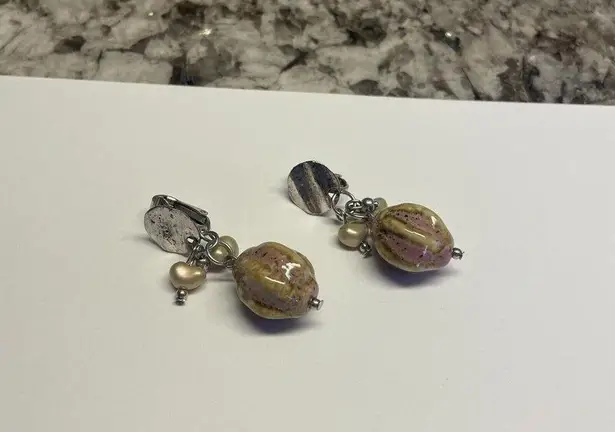 Ceramic Bead Dangle Drop Clip On Clip