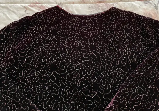 Maggie McNaughton Vintage Velvet Maroon With Gold Embroidery Button Up Blazer, size 24W