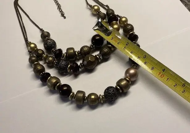 Cookie Lee Signed Bead Beaded Necklace Multi Strand Adjustable Length