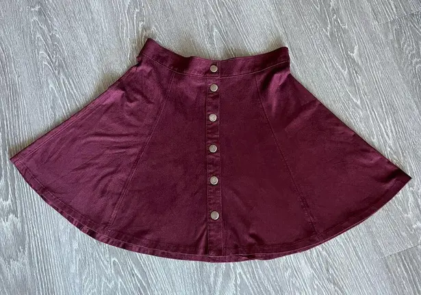 Full Tilt  Skirt Small Burgundy Button Front Mini