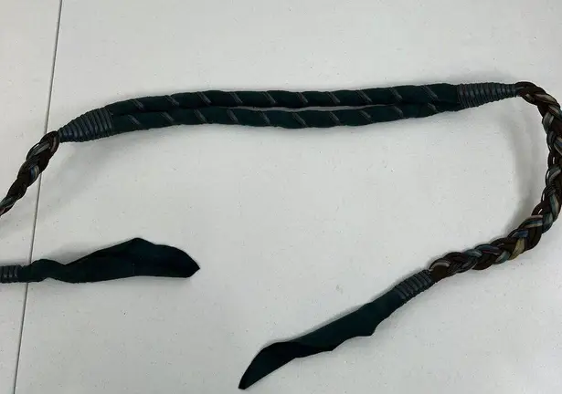 Vintage Wrap Belt Suede Leather One Size Teal Brown Braided Boho 90’s Y2K Blue