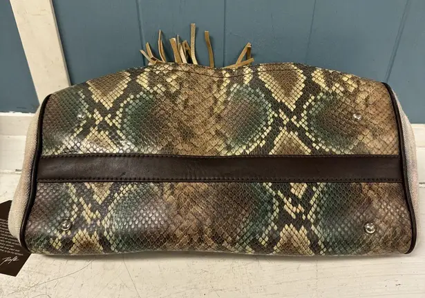 Rafe Bags Rafe New York “Roopal” Snake Print Linen Tan Brown Satchel *SEE PICS