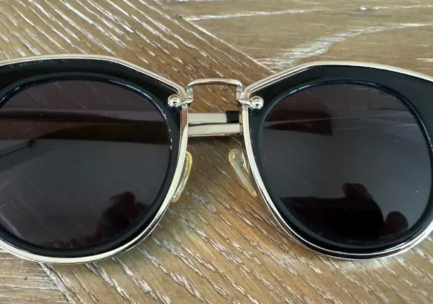 KAREN WALKER Bounty Black Gold 47mm Frame Sunglasses 1701424 MSRP $280 Size OS