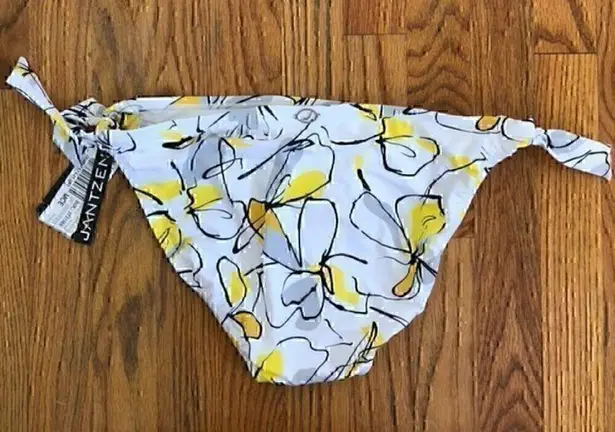 Jantzen NEW NWT  White Yellow Gray Black Floral Tie Knot Y2K Bikini BOTTOM 12