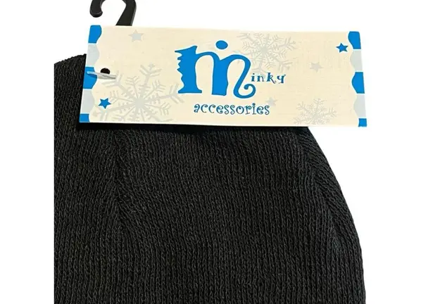 Minky Accessories Beannie Cap Womens One Size Black Acrylic Knit NWT