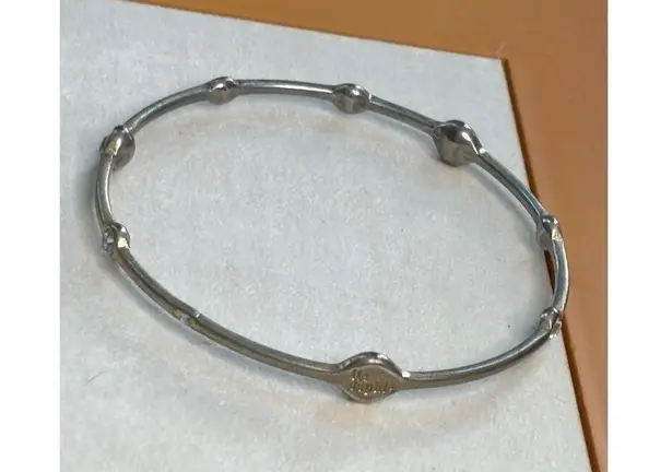 Silver-Tone Lia Sophia Bangle Bracelet With Faux Diamond Accents