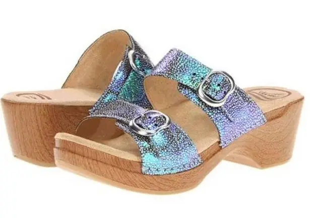 Dansko  Sophie platform sandal iridescent buckles wood sole women’s size 40