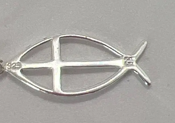 Sterling Silver Ichthys Cross Dangle Earrings Diamond Cut Hook 1.25" 1.74g