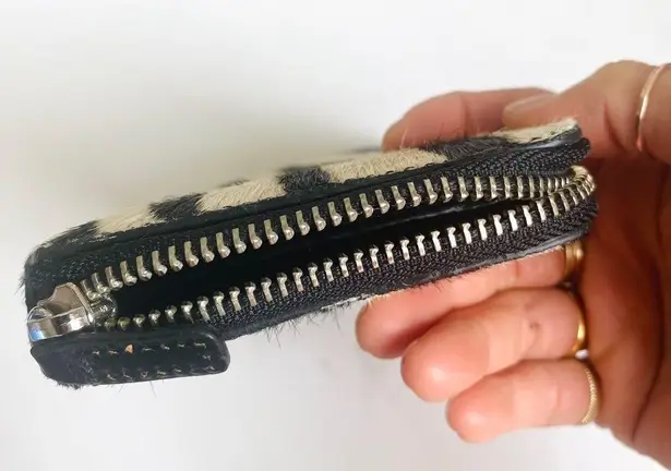 Club Monaco zip around calf hair leather wallet NEW