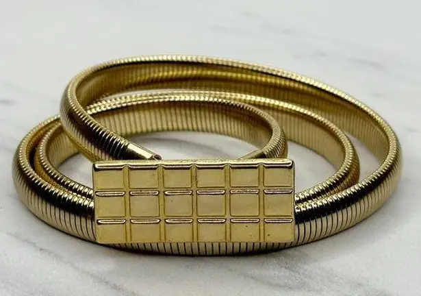 The Bar Vintage Buckle Gold Tone Coil Stretch Cinch Belt Size XS Small S Womens