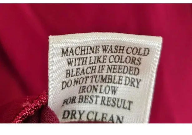 Love Riche Embroidered Hem Blouse Womens Size S Tie Back Red Long Sleeves