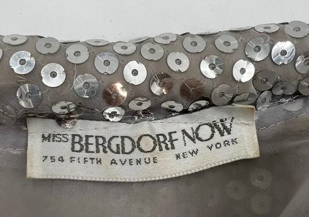Vintage 80/90s Miss Bergdorf Sequins Mini Dress Set Silver
