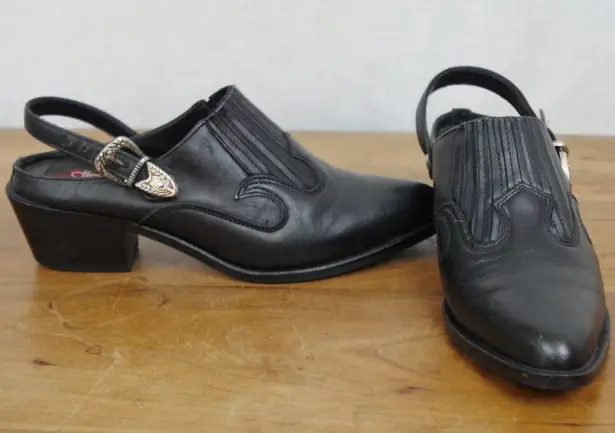 Dingo Vintage Slingback Western Black Leather Mules 6M