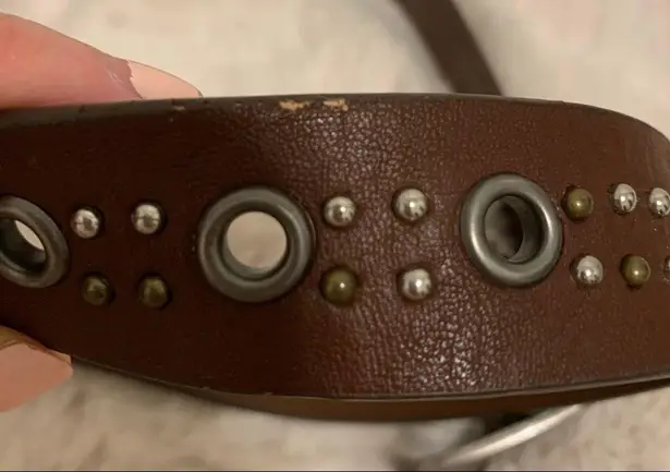 American Eagle AEO Dark Brown Studded Leather Belt NWT Size Small