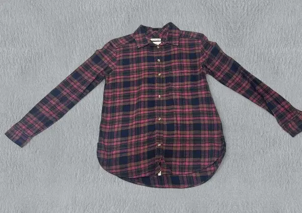 American Eagle Plaid Shirt Women XS Purple Pink Flannel Button Down Long Sleeve
