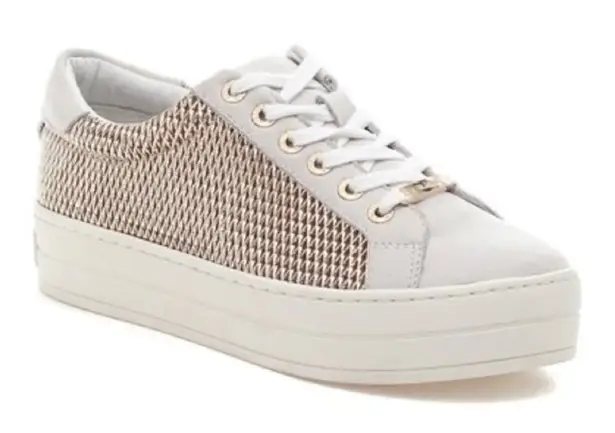 J/Slides Gold Hilton Leather Platform Sneaker. Size 7.5. B69 White - Image 1