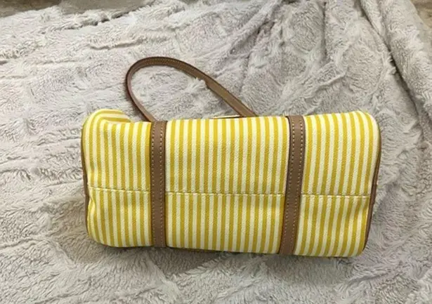 Dooney & Bourke  Yellow and White Striped Barrel Bag