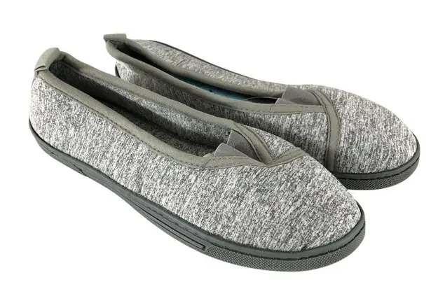 Power Rich Womens Slippers Fabric Soft House Shoes Heathered Gray 9