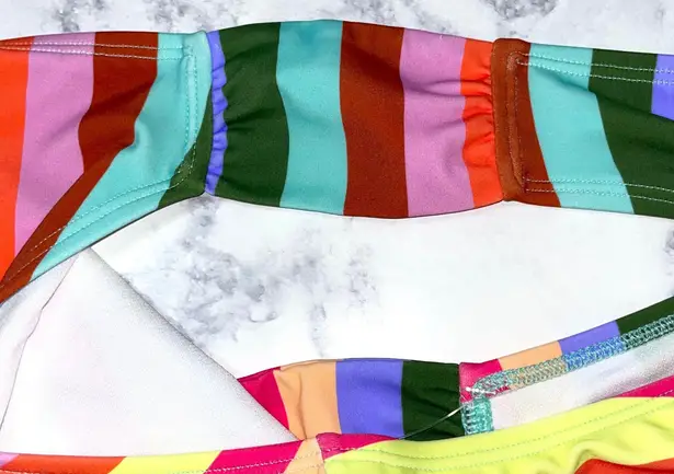 Salt + Cove New Cabana Stripes Shirred Tab Side Hipster Bikini Bottom Size Large