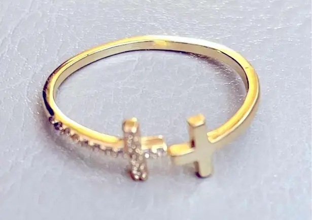 Eye Candy Silver Sterling 925 Gold Plated Minimalist Ring with Zirconia