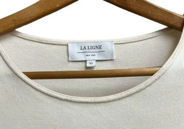 La Ligne NWOT La Linge Edie Striped Cotton Knit Ivory/Navy Stripe Mini Dress