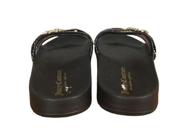 Juicy Couture  Styx Black Embellished Logo Slip On Slides Women Sz 6