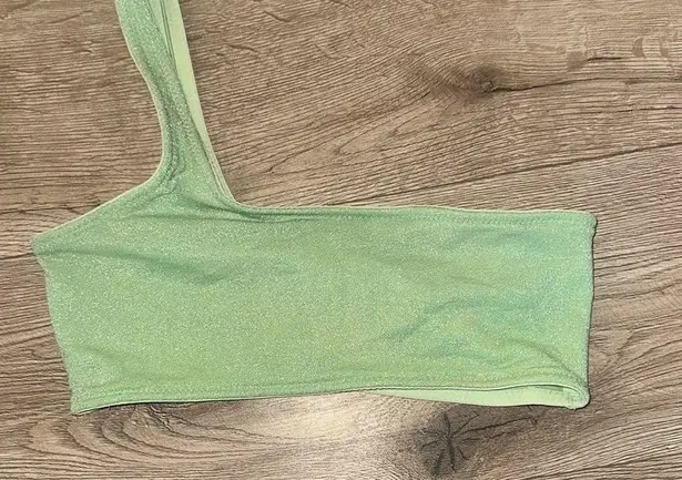 Triangl Swim One Shoulder Green Sparkle Top MEDIUM