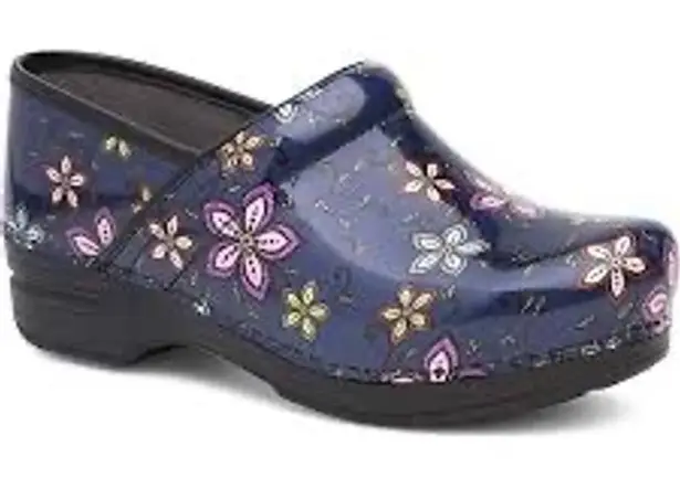 Dansko XP navy blue flower power clogs professional nurse women's size 40 9.5