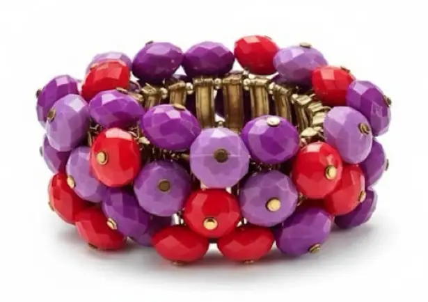 Beaded pink and purple festive Stretch Bracelet