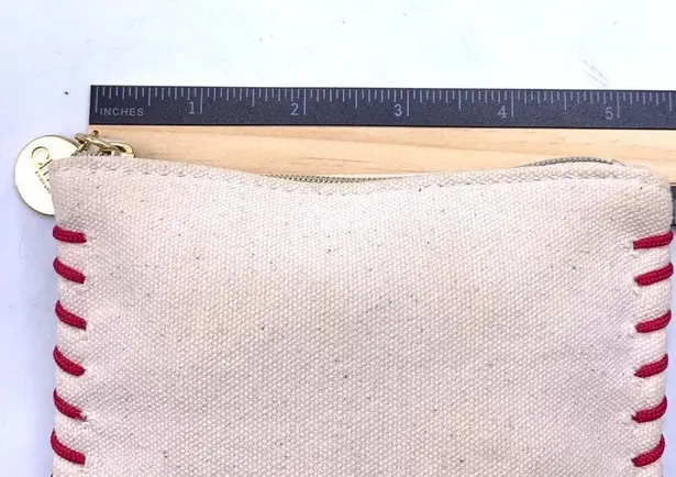 Chloé Parfum Canvas Coin Purse Makeup Case Gold Charm Red Stitching Chic Travel