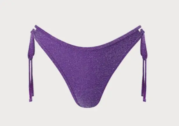 BERLOOK Purple Lurex Tie Side Bikini Bottom ONLY 61 Size M