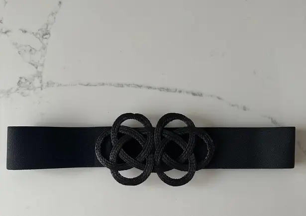 BCBGMAXAZRIA Knot Stretch Belt in Black Size M/L