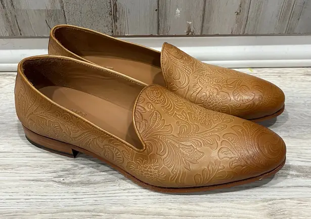 Taft The Monaco Loafer In Honey Floral Tooled Leather EU 39 Mens 6 Womens 8 Brown