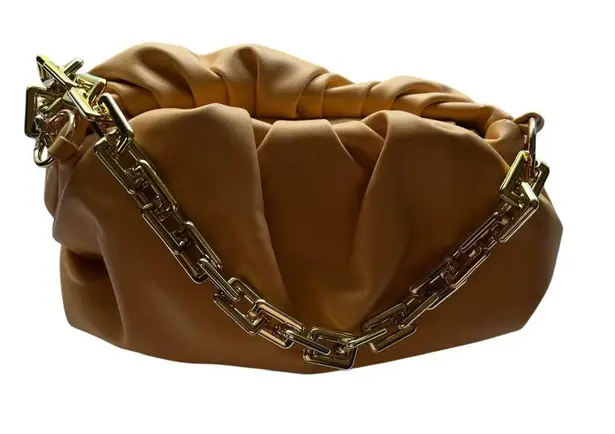 Women Pouched Cloud Gold Shoulder Bag with Chain Strap Mustard Yellow NWOT