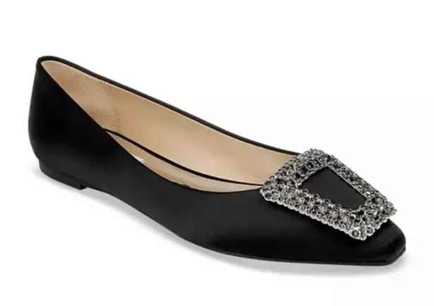 Badgley Mischka Emerie Slip On Embellished Flats Black, Size 5.5 NEW +DustBag