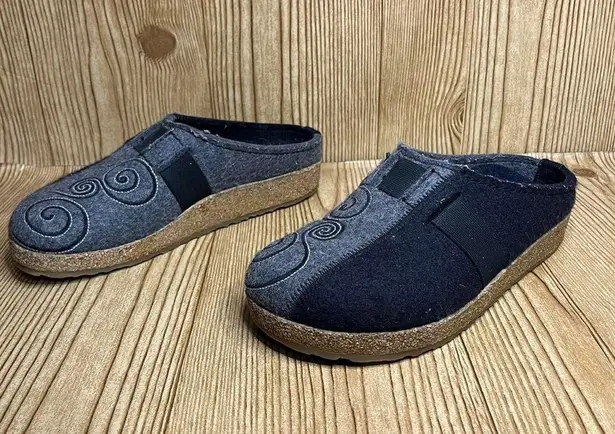 Haflinger Womens MAGIC Swirl Gray Black felt Wool Clogs Slippers Sz 37 /US 6