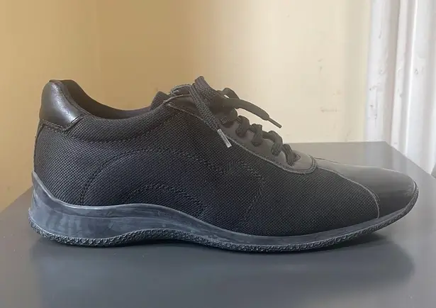 Salvatore Ferragamo Black Wedge Lace Up Sport Shoes $740 EUC US Wmn 7